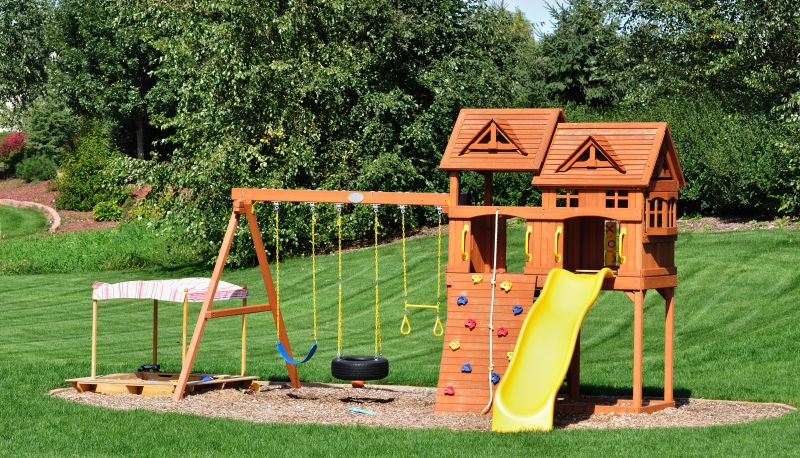 Wooden Swing Set Installation in Olathe, KS